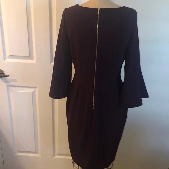 Classic ElegantCalvin Klein Burgundy Fall/Winter Dress - Picture 3 of 12